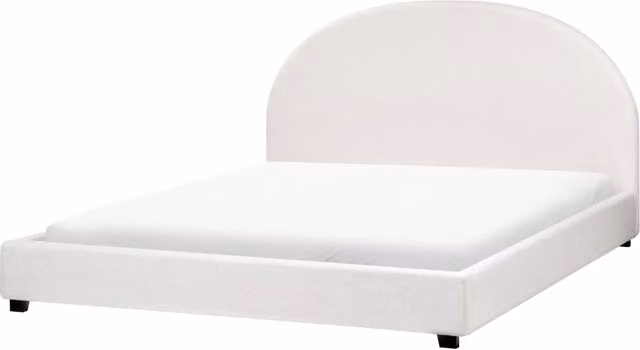 Letto matrimoniale in tessuto bianco sporco 180 x 200 stile retrò minimalista