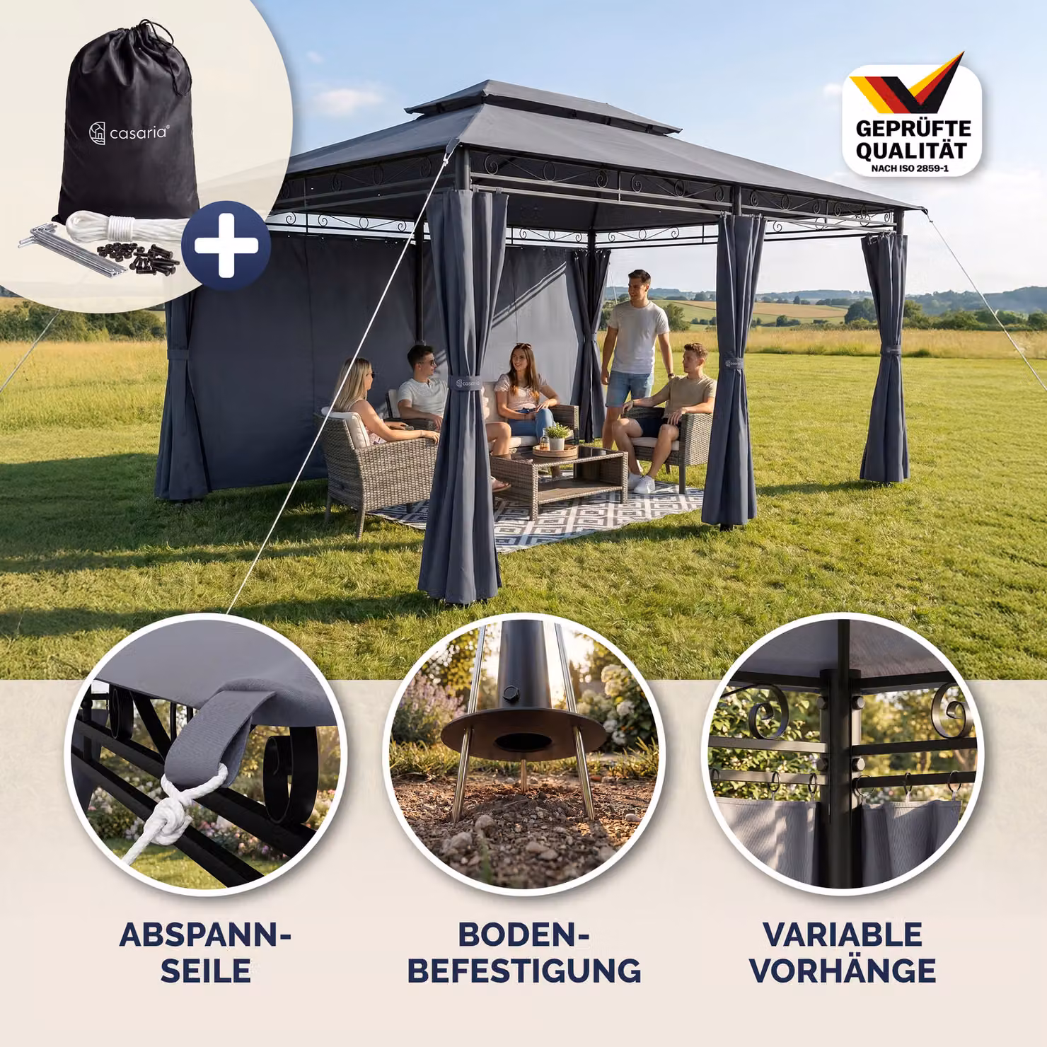 Gazebo Casaria Topas antracite L 300 cm x P 269 cm x H 260 cm – 3