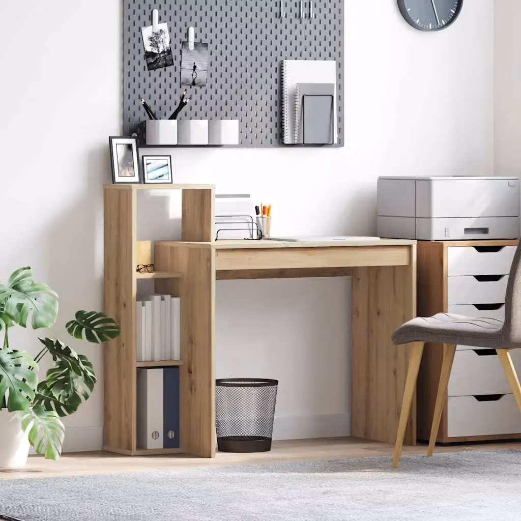 Scrivania moderna vidaXL in legno ingegnerizzato color rovere, L: 100 cm, P: 60 cm, H: 75 cm