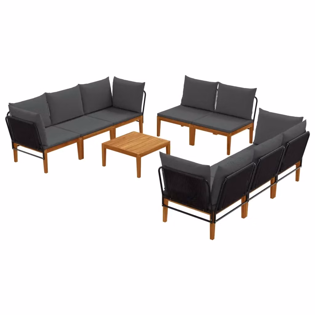 Set da giardino vidaXL in legno di acacia e corda, 9 pezzi, stile moderno per esterno – 2