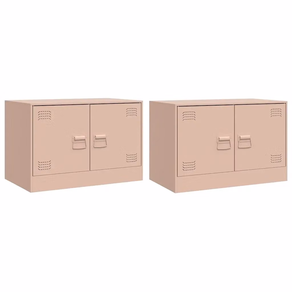 Set di 2 mobili TV vidaXL in metallo rosa per soggiorno, L 67 cm x P 39 cm x H 44 cm – 2