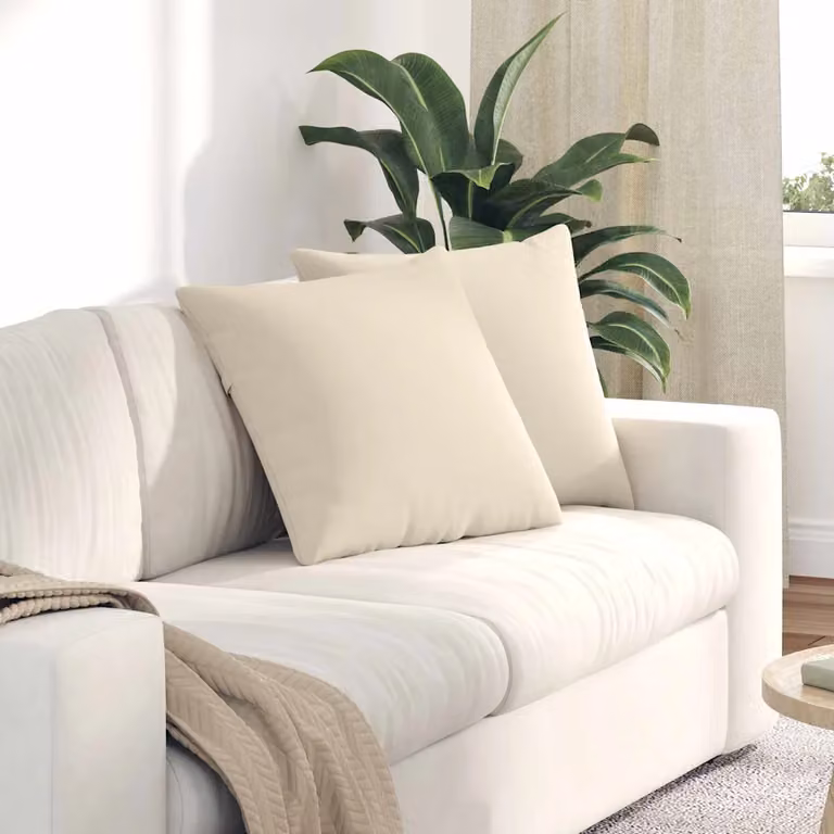 Set di 2 cuscini da divano vidaXL in tessuto beige con fodera rimovibile, L 50 cm x P 50 cm