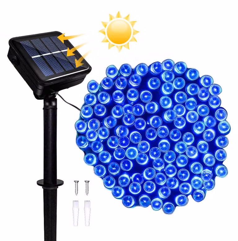 Catena luminosa solare, 12 metri, 100 LED, 8 modalità, impermeabile, per uso esterno