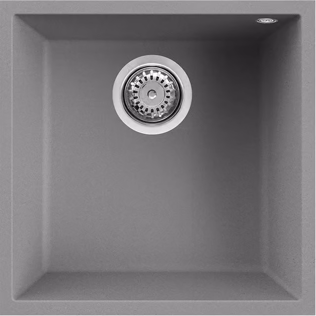 Lavello Elleci Incasso 1 vasca 44x44 Quadra 102 Sottotop Granitek Grigio Cemento LGQ10248BSO