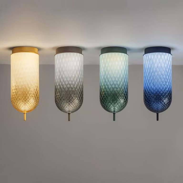 OLEV Plafoniera a LED Curuba, Blu, Soggiorno / Sala da pranzo, Vetro, Design, Plafoniera LED