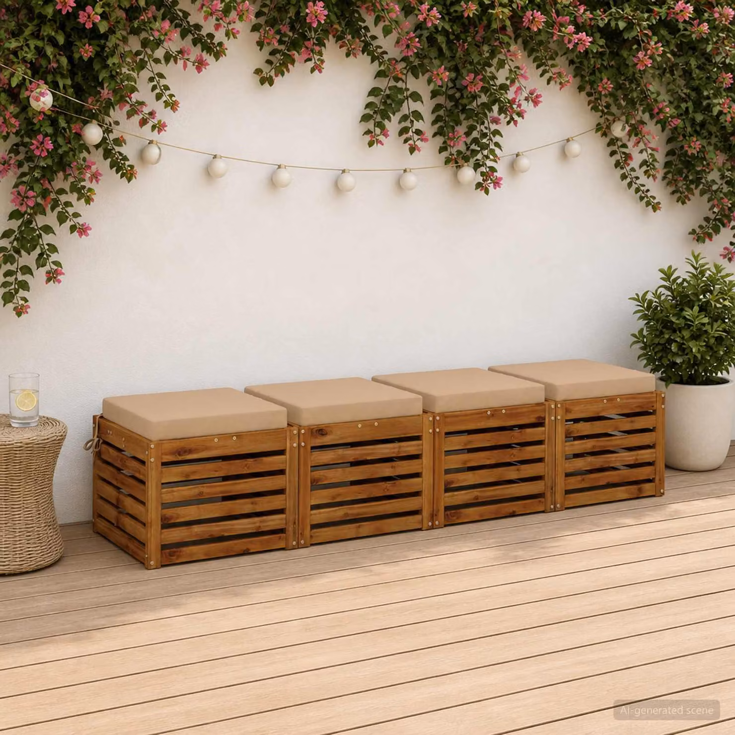 Set di 4 cuscini per sedia vidaXL SOEST in poliestere color sabbia con fodera rimovibile e resistenza ai raggi UV