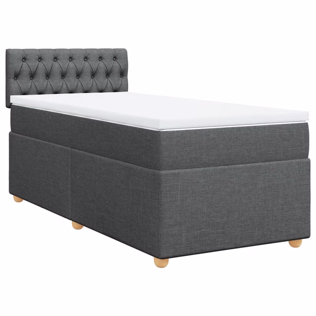 Giroletto a Molle con Materasso Grigio Scuro 100x200 cm Tessuto