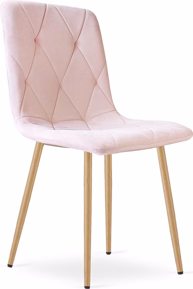 Sedia LIBRA - velluto rosa chiaro / gambe in legno x 1