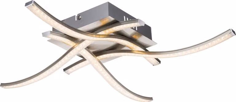 Globo Lighting Lampada da soffitto Metallo nichel opaco, plastica, effetto cristallo, LxPxA: 475x475x80mm, incl. LED 15W 230V, 1350lm sorgente, 1050lm potenza, 3000K