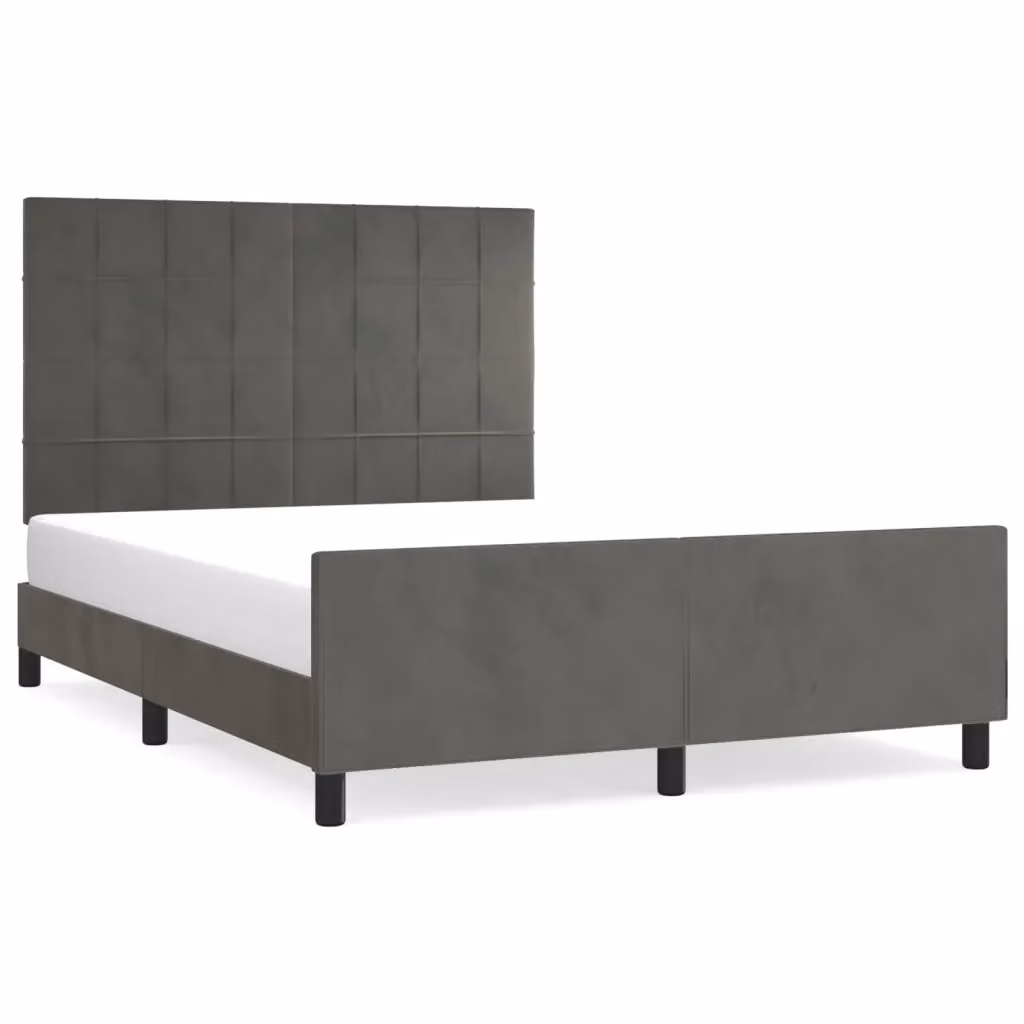vidaXL Giroletto senza Materasso in Velluto Grigio con Struttura in Legno L/P/H: 140 x 200 x 146 cm – 2