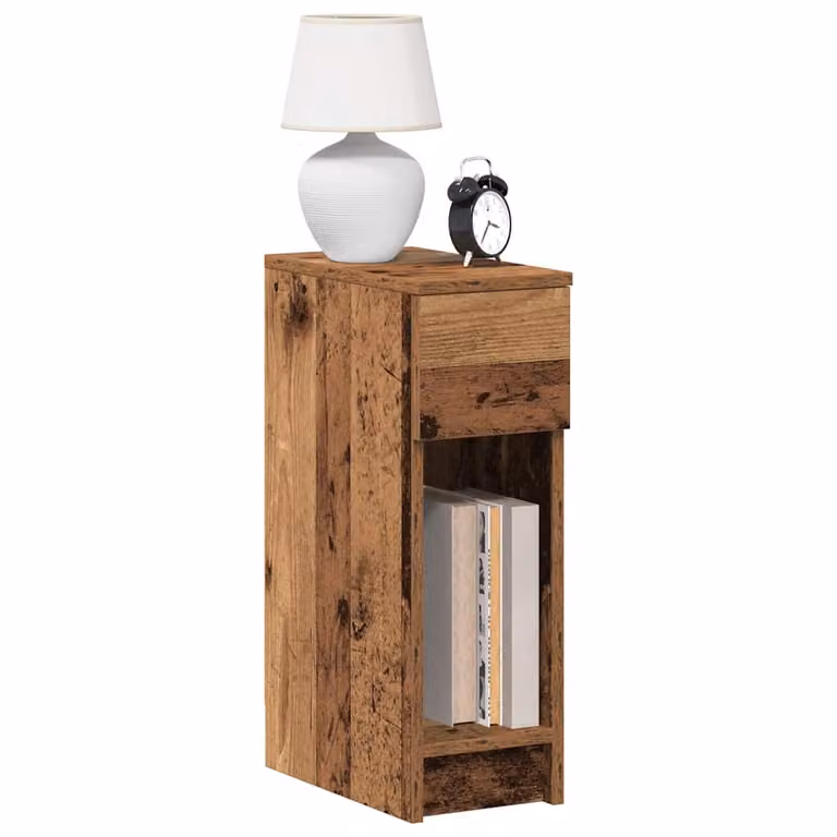 vidaXL Comodino con Cassetto in Legno Antico Marrone per Camera da Letto L/P/H: 20 x 36 x 60 cm