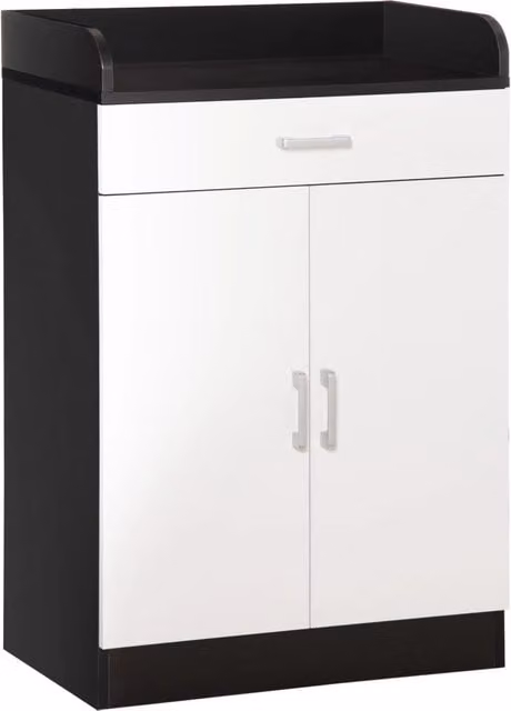 Cassettiera Minimal con Ripiano Regolabile in Legno MDF, Bianco e Nero, L 60 cm x P 40 cm x H 90 cm