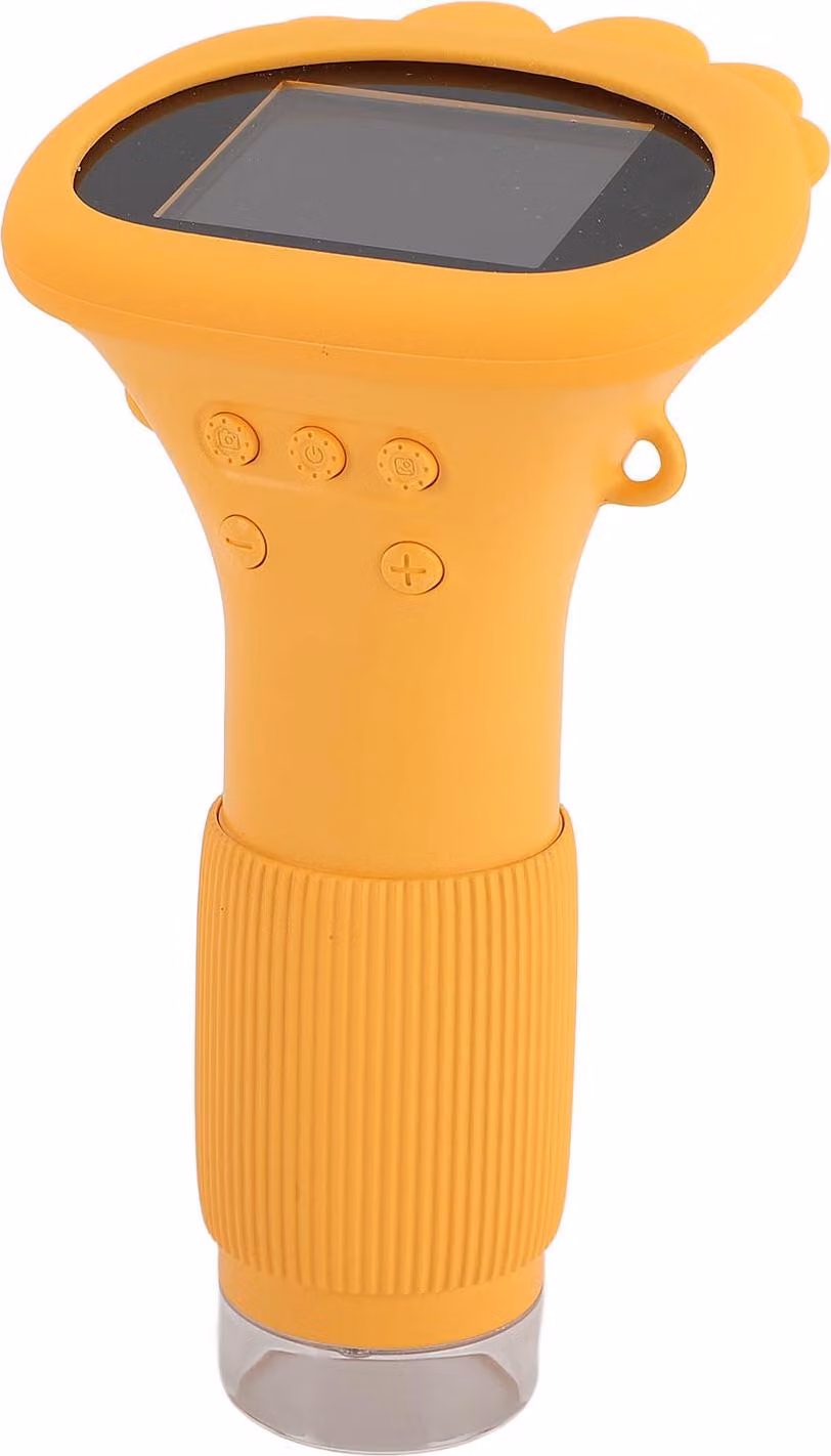 Microscopio per bambini, 1000 x 2,0 pollici, schermo a colori IPS con 8 luci LED, portatile, digitale, per adulti, giallo