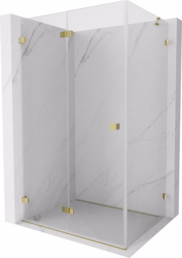 Mexen Lunar-F cabina doccia pieghevole sinistra 95 x 80 cm, trasparente, oro - 836-095-080-50-00-L
