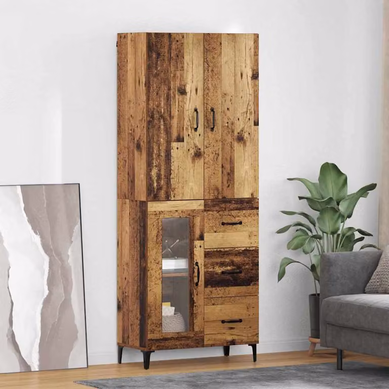 Credenza vidaXL in legno e metallo marrone con ante e ripiani, L/P/H: 69,5 x 34 x 180 cm