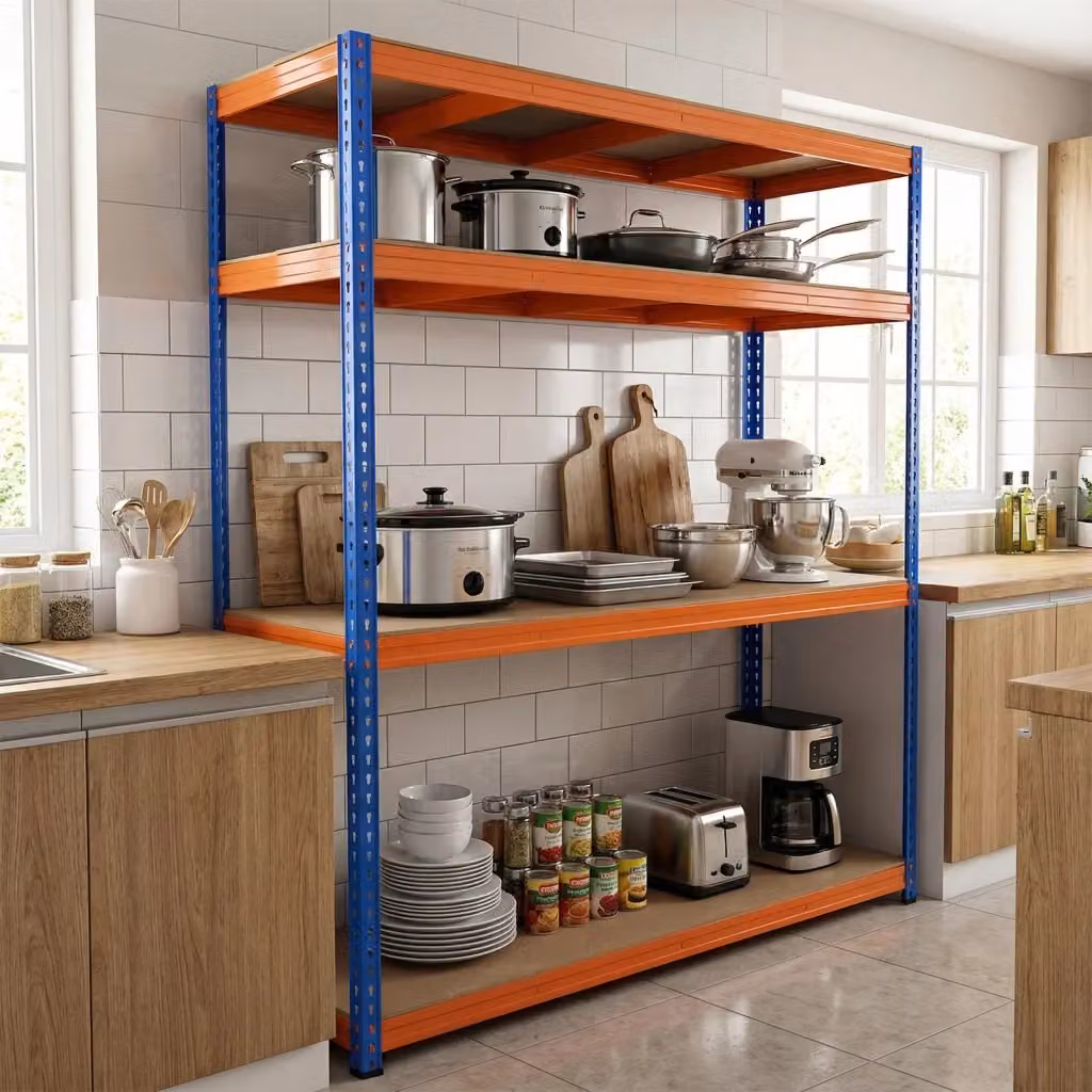 Scaffale in metallo e MDF Design Mania con 4 ripiani regolabili, ideale per cucina o garage, L: 181 cm, P: 61 cm, H: 203 cm – 2