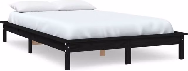 Letto matrimoniale Super King in legno massello di pino nero con doghe fisse L/P: 180 x 200 cm