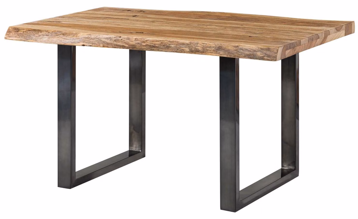MASSIVMOEBEL24 | FREEFORM 5 tavolo da pranzo in legno di sheesham - sabbiato natur / gambe in ferro U antracite lucido 160x90