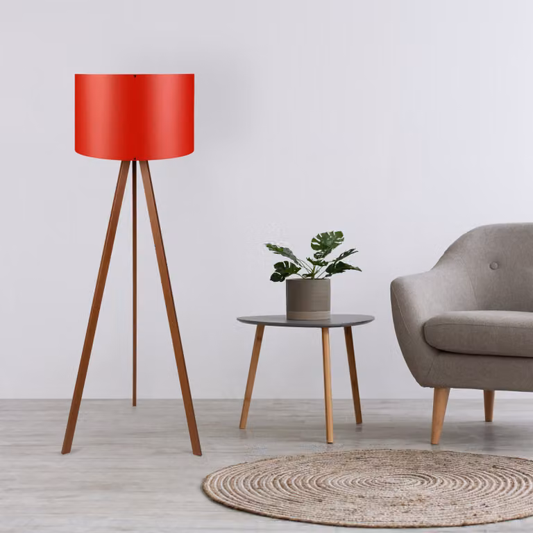 Opviq, AYD, 38 x 140 cm, lampada da terra, rosso, marrone, 70% MDF / 30% PVC