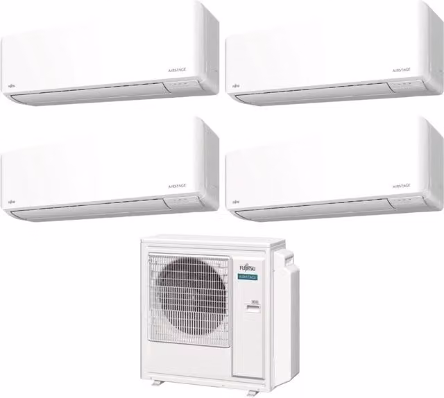 Climatizzatore Condizionatore Fujitsu Quadri Split Inverter Serie KM AIRSTAGE con Wi-Fi Integrato Bianco