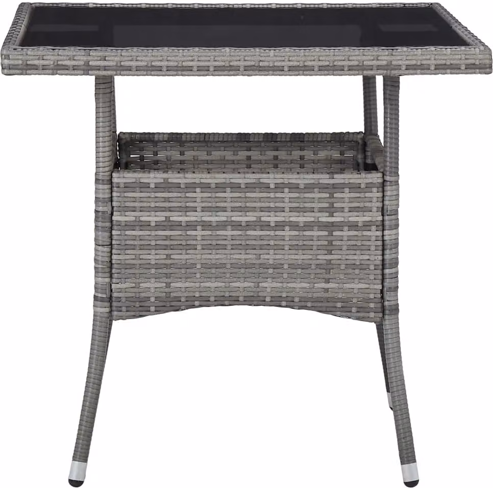 vidaXL Tavolo da pranzo da giardino in polirattan e vetro grigio