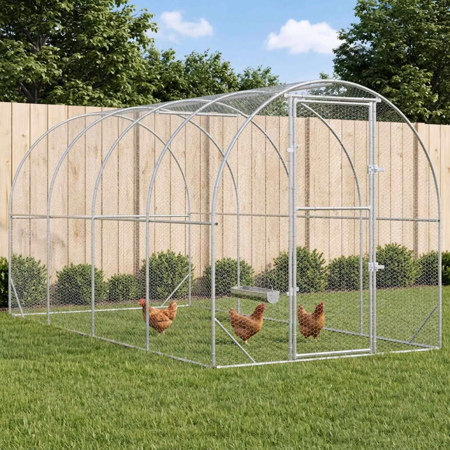 vidaXL Pollaio Argento 400 x 200 x 200 cm Acciaio zincato
