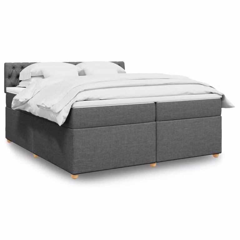 vidaXL Giroletto a Molle con Materasso Ibrido in Tessuto Grigio e Bianco, L/P: 200 x 200 cm