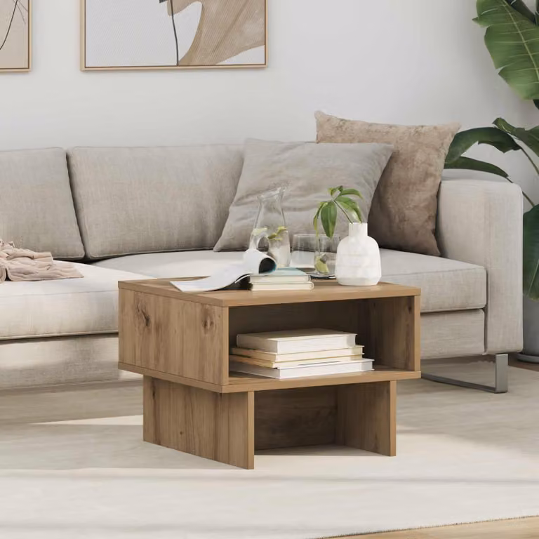 Tavolino da salotto moderno vidaXL in legno color rovere marrone L: 48 cm, P: 46 cm, H: 35 cm