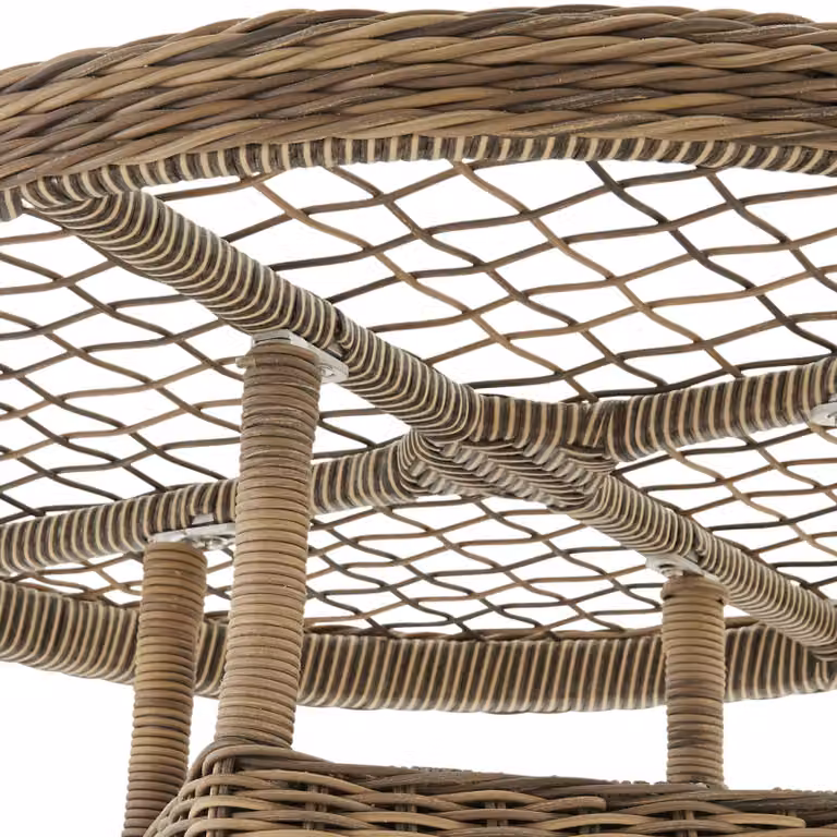 Tavolo da giardino rotondo TecTake in polyrattan e alluminio con piano in vetro, colore sabbia, L: 91 cm, P: 73,5 cm