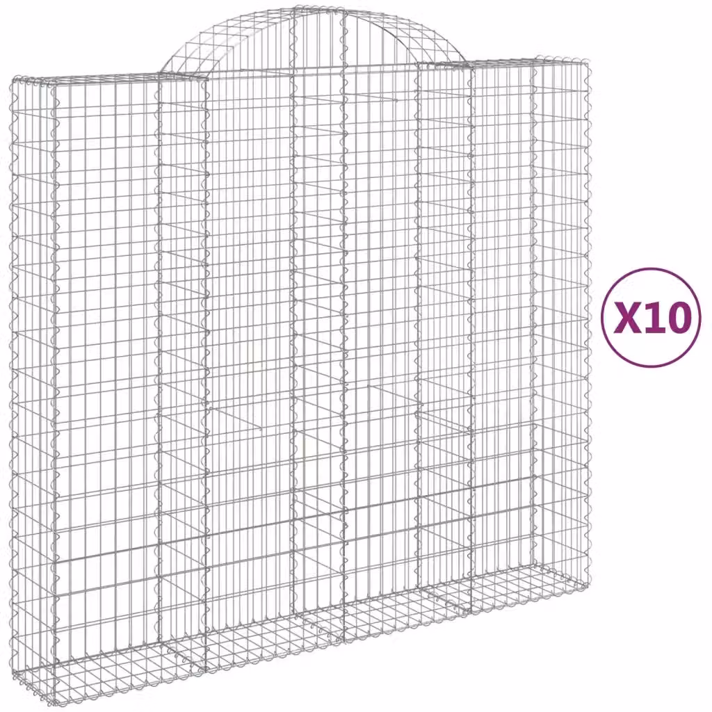 Set di 10 Cesti Gabbioni ad Arco Videx in Acciaio Zincato Colore Silver L/P/H: 200 x 50 x 180/200 cm – 2