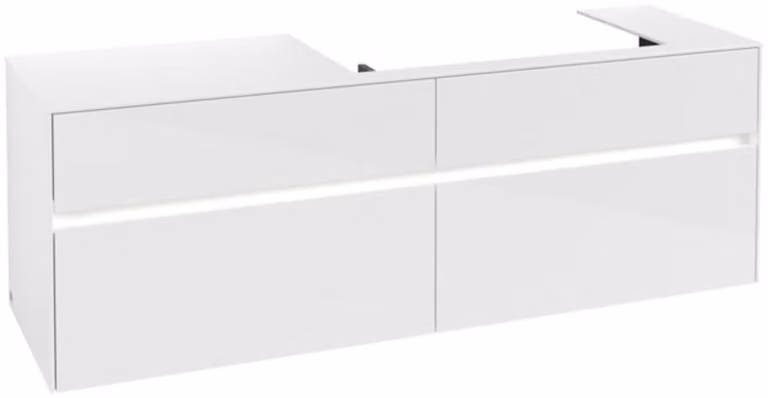 Villeroy & Boch Collaro Meuble sous-lavabo, 4 tiroirs, lavabo à droite, avec éclairage, 1600x548x500mm, C027B0DH, C027B0DH