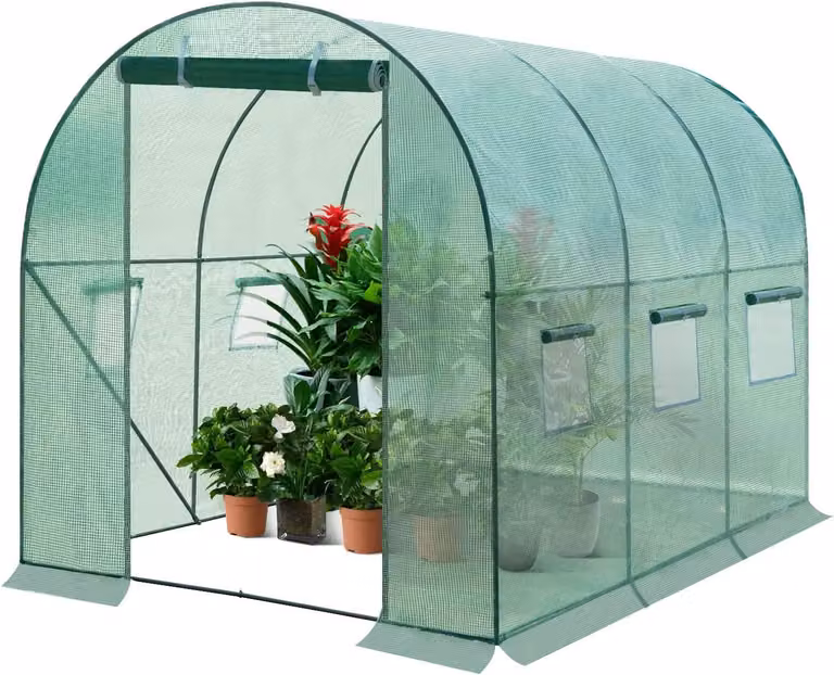 Serra in plastica con porta e 6 finestre | Verde | 200x300x200 cm