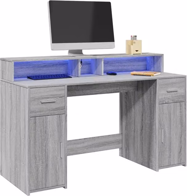 Scrivania Gaming vidaXL Grigia con Design Moderno e Superficie Opaca L/P/H: 140 x 70 x 91 cm – 1