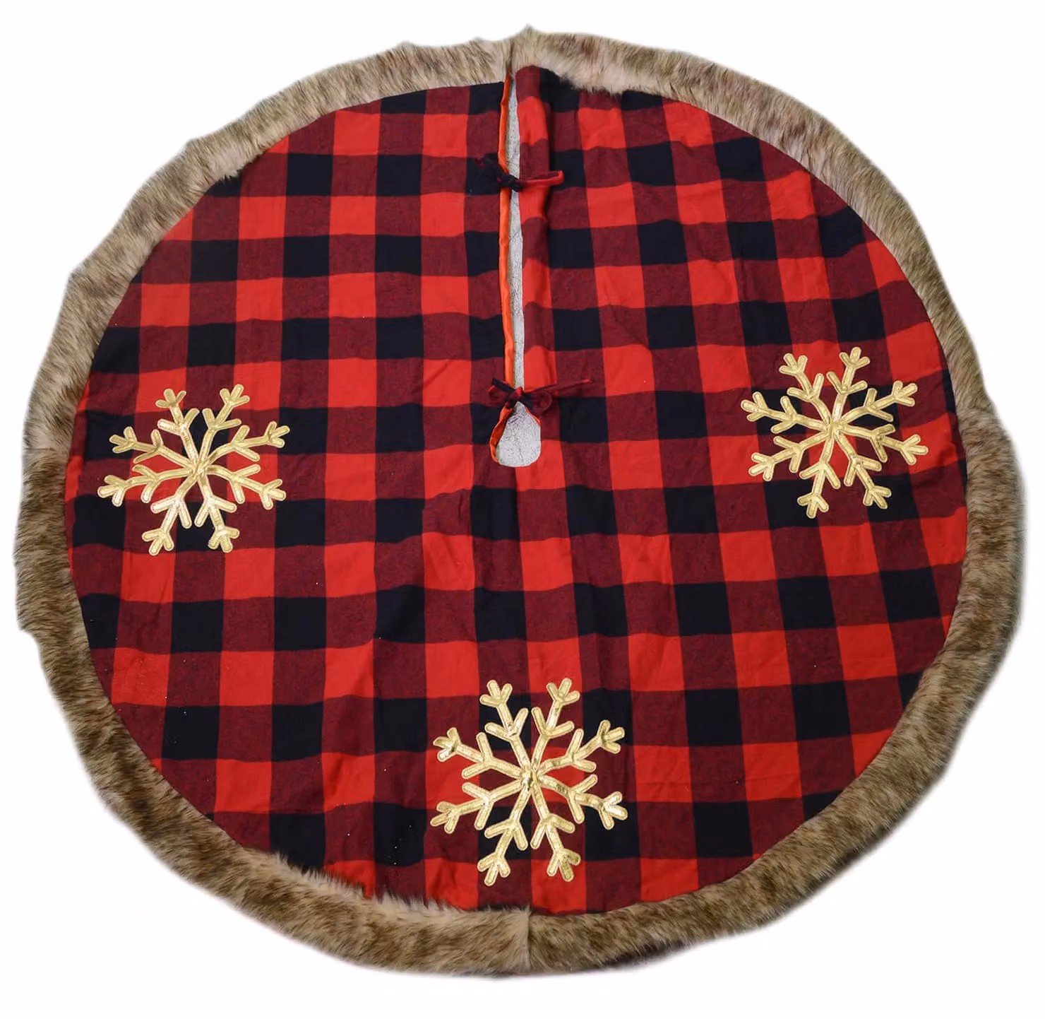 Copri base Albero di Natale in Tessuto con fiocchi tartan rosso cm Ø120