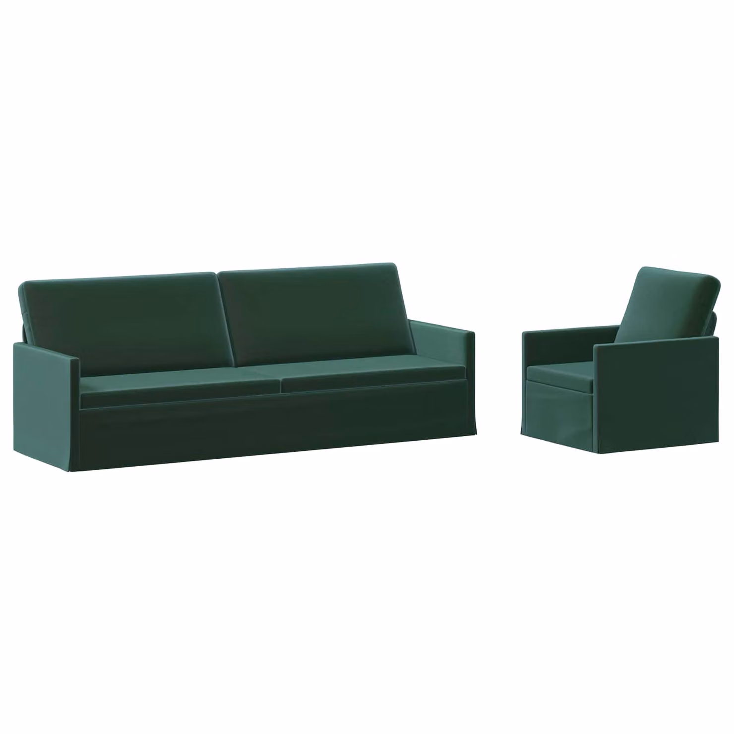 Set di 2 divani moderni vidaXL in velluto verde con struttura in metallo per soggiorno o ufficio in casa