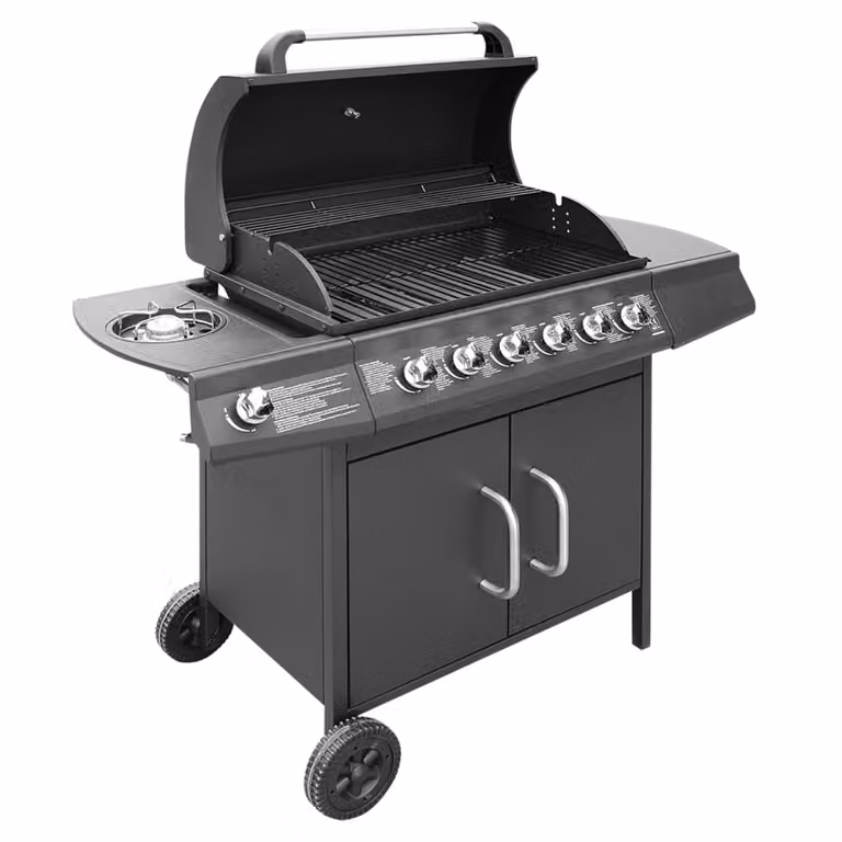 vidaXL Barbecue a gas 6+1 fiamme nero