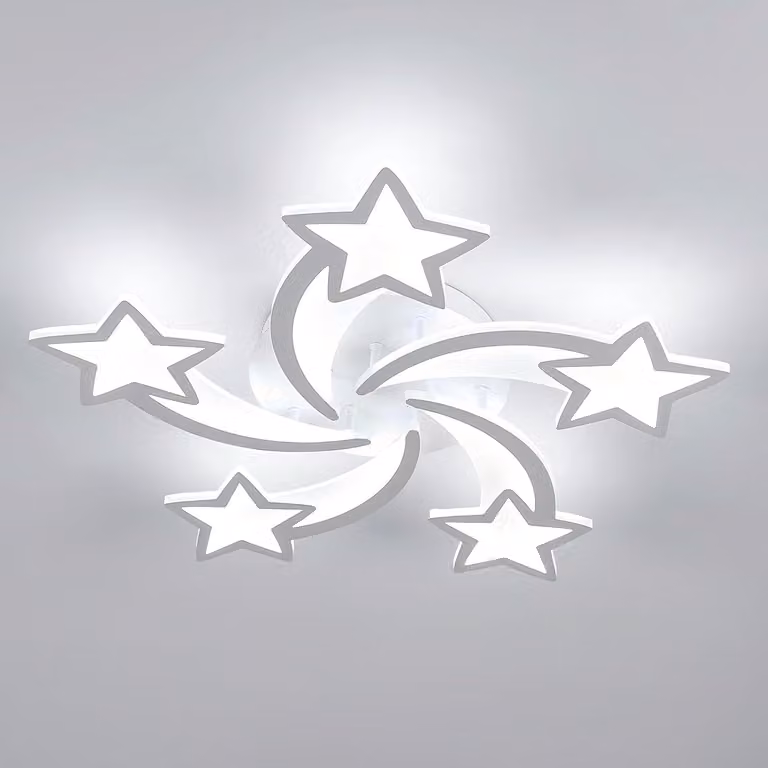 Lampada a soffitto LED Osairous, design creativo a forma di stella, ideale per il soggiorno, luce bianca 6500K, lampadario per la camera da letto, plafoniera per il soggiorno (bianca, 6500K, 5 stelle) – dimensioni 67 cm, 5 stelle, bianca (6500K)