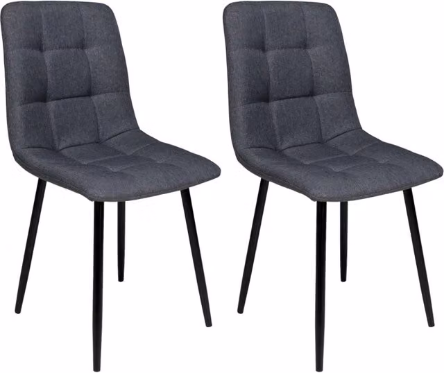 Sedia da pranzo Samira in tessuto grigio con struttura in metallo lacca vintage per soggiorno e cucina – 1