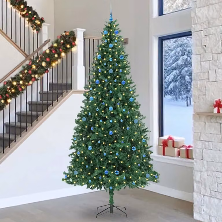 Albero di Natale artificiale moderno vidaXL verde con 300 LED luce bianca calda