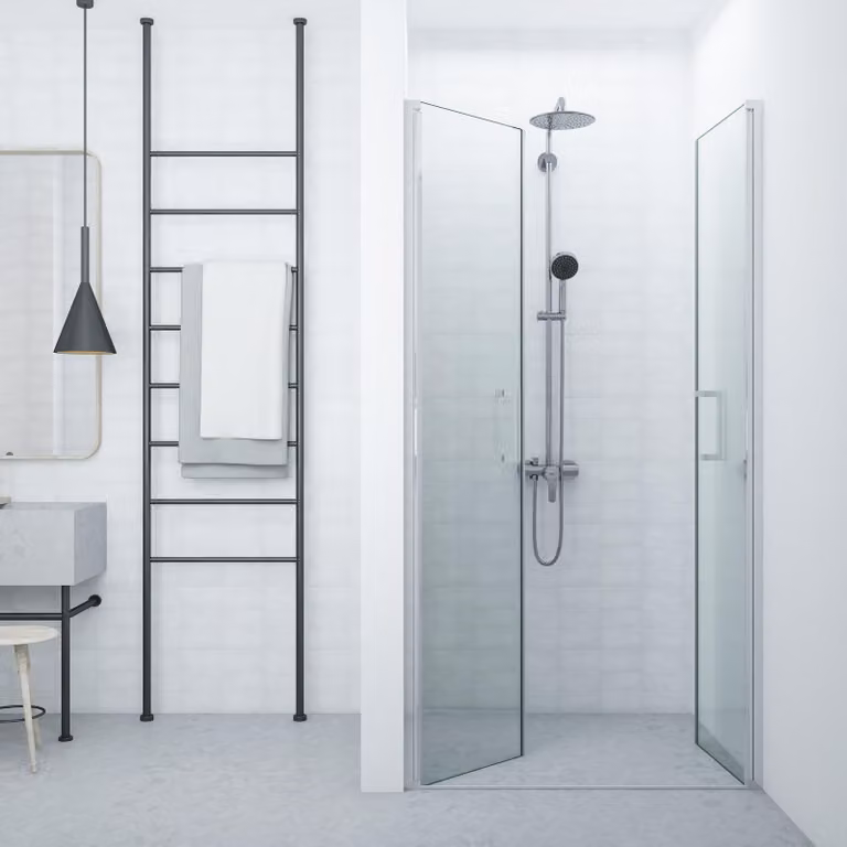 Cabina doccia 80 cm parete salone con due porte a battente in vetro temperato satinato - FRASCIO