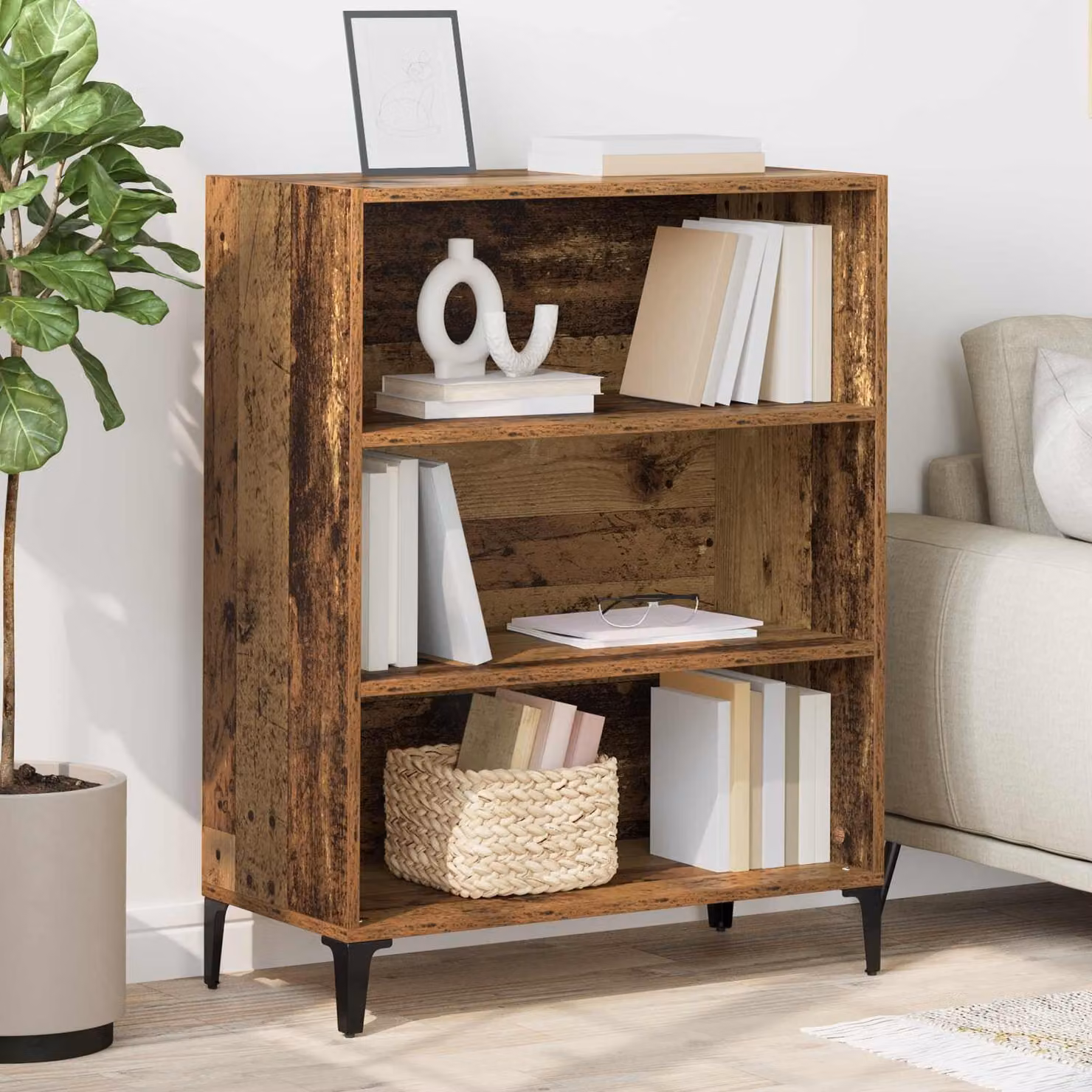 Credenza moderna vidaXL in legno ingegnerizzato color marrone L: 69,5 cm, P: 32,5 cm, H: 90 cm