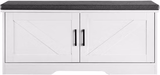 Comodino con cassetto e struttura imbottita, dimensioni 100 x 35,6 x 46 cm. Organizer con piano regolabile e cassetti robusti, ideale per l'ingresso, la camera da letto o il soggiorno. Colori: bianco e nero