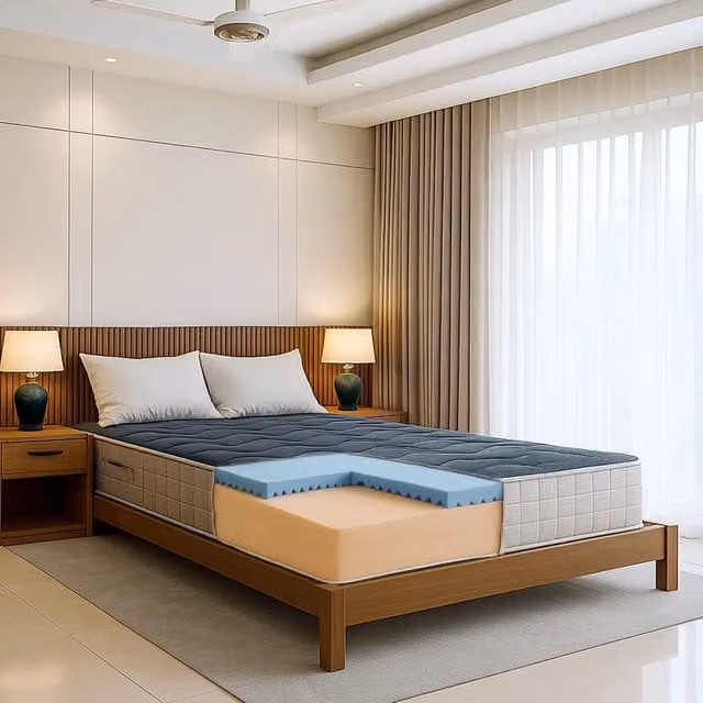 Materasso in Memory Foam The White Stone Grigio, L/P: 120 x 200 cm, H: 22 cm, Antibatterico e Ipoallergenico