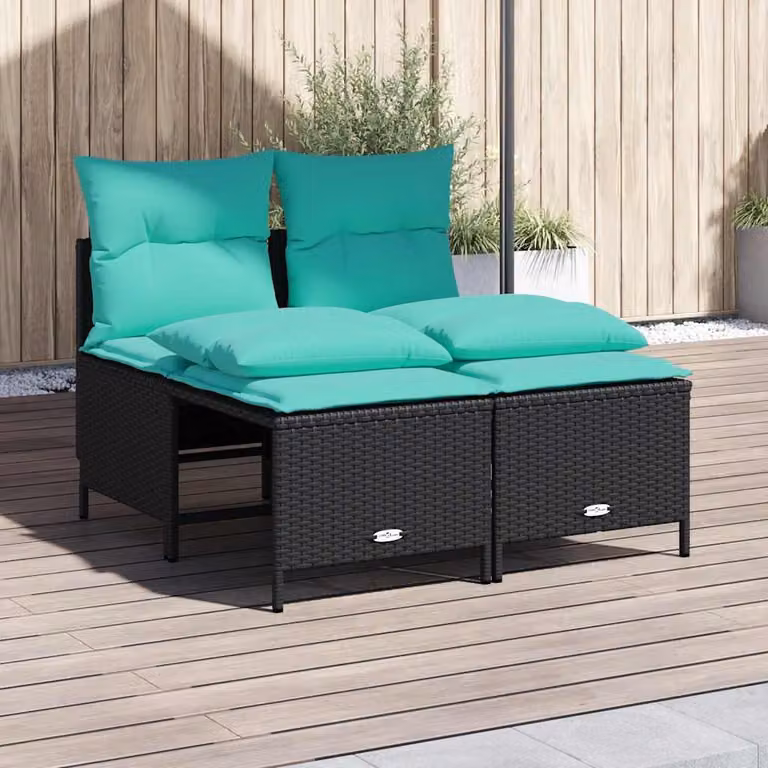 Maison Exclusive - Set divano da giardino a 4 pezzi con cuscini, in polyrattan nero