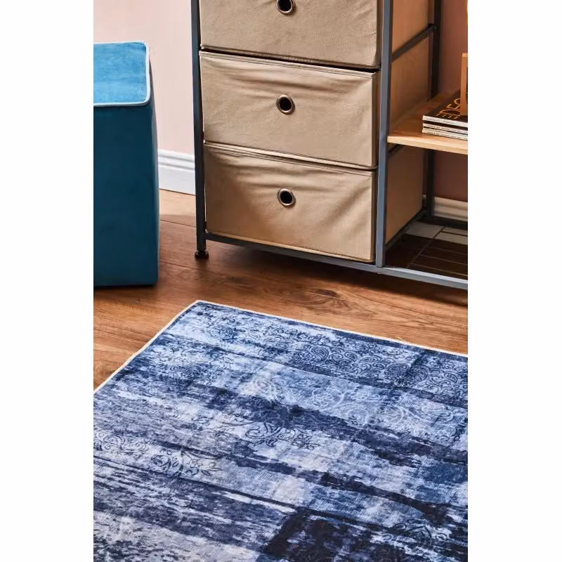 Set di 2 Tappeti Nowell Casa Collection in Poliestere Blu L: 140 cm x P: 200 cm – 2