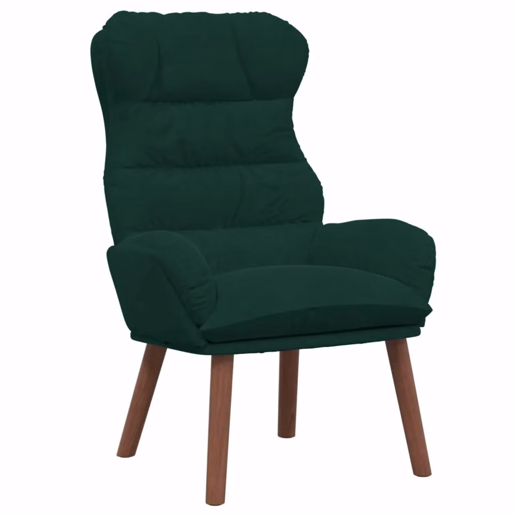 Poltrona Lounge in Velluto Verde con Braccioli e Struttura in Legno di Rubberwood L: 69 cm, P: 74 cm, H: 93 cm – 2