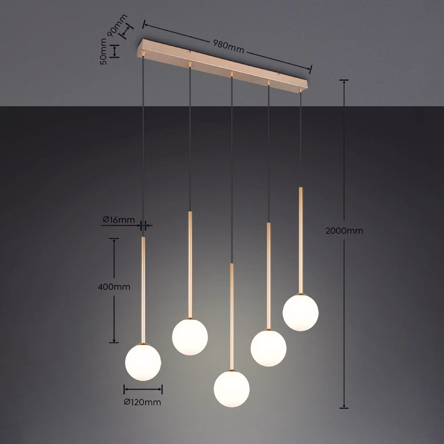 Trio Lighting Lampada a sospensione Firano, Ottone / Oro, Soggiorno / Sala da pranzo, Metallo, Moderno, Lampada a sospensione