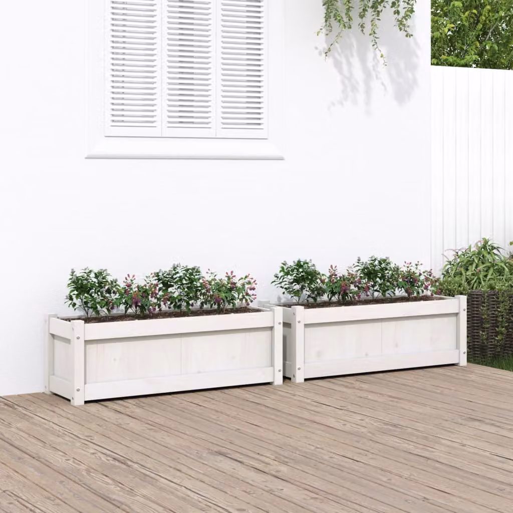Set di 2 fioriere da giardino vidaXL in legno di pino bianco