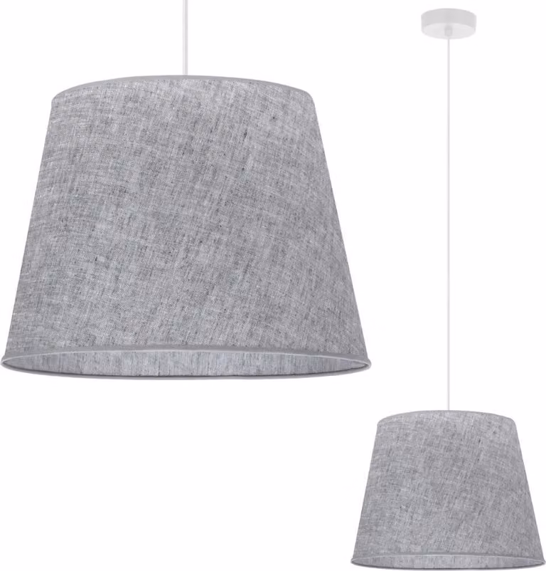 Lampada a sospensione Len cono bianco 1 luce paralume grigio L03 38cm