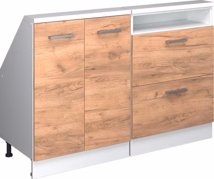 Mobile cucina sottotetto Vicco R-Line Rovere dorato 120 cm Set di 2, Model 58123
